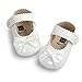 Weixinbuy Baby Girls PU Leather Princess Mary Jane Shoes Soft Sole Bowknot Shoes, White, 6-12 Months/4.92inch