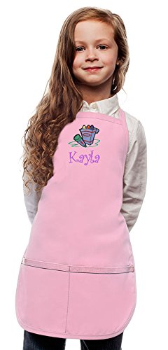 My Little Doc Personalized Pink Kids Art Smock Crayons Embroidery Design (Regular 4 to 7 Years)