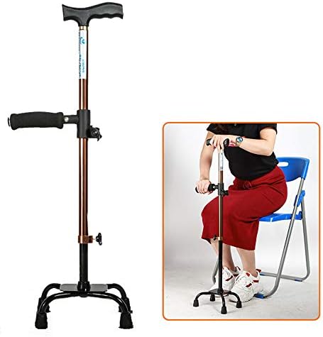 XRX Adjustable Quad Cane Lightweight Walking Stick for Men,Women and Elderly Walking Cane with Double T Handle Easy Sit-Stand Cane for Stability
