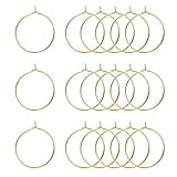 Heirtronic 300 Pieces Gold Plated Wine Glass Charm Rings Earring Open Beading Hoop Party Favor