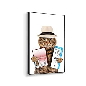 Framed Canvas Wall Art for Living Room, Bedroom Humorous Cat Canvas Prints for Home Decoration Ready to Hanging - 16x24 inches