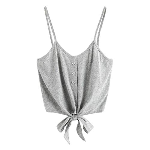 image for iYBUIA Women's Summer Solid Buttons Tank Sleeveless Design Shirt Top B