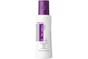 Fanola No Yellow Hair Mask With Purple Violet Pigments To Eliminate Unwanted Yellow Tones & Brassiness In Platinum, Light Blonde, Gray, Bleached, or Highlighted Hair - 3.38oz