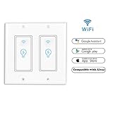 Smart Light Switch, Wireless Standard Smart Socket Outlet,WiFi Switch In-wall,Remote Control Your Fixtures From Anywhere,Timing Function,Compatible with Amazon Alexa (Smart Switch In Wall KS602-2Gang)