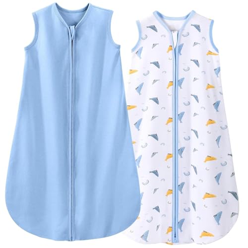 Yoofoss Baby Sleeping Bag 0.5 Tog - 0-6 Months 2 Pack Summer Sleeping Bag Baby 100% Organic Cotton Sleep Sack for Newbron Infant Toddler