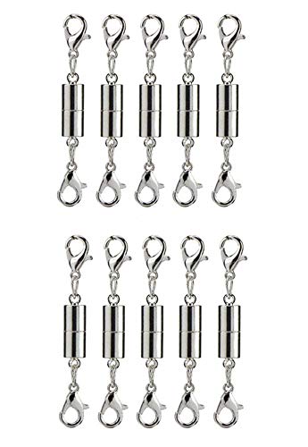 Hewnda10 Pieces of Silver Magnetic Lobster Clasp Jewelry Necklace Bracelet