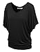 LL WT1038 Women's Versatile Casual Short Sleeve Dolman Top – Loose Fit V-Neck T-Shirt M Black