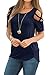 Adreamly Women's Casual Summer Short Sleeve Loose Strappy Cold Shoulder Tops Basic T Shirts Blouses Navy Blue X-Large