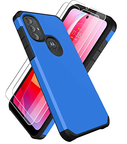 SunStory for Motorola Moto G Play 2023 / G Pure/G Power 2022 Case with HD Screen Protector [2Packs],Hybrid Shock Proof Rugged Bumper for Motorola G Pure/G Power 2022/G Play 2023 (Sea Blue)