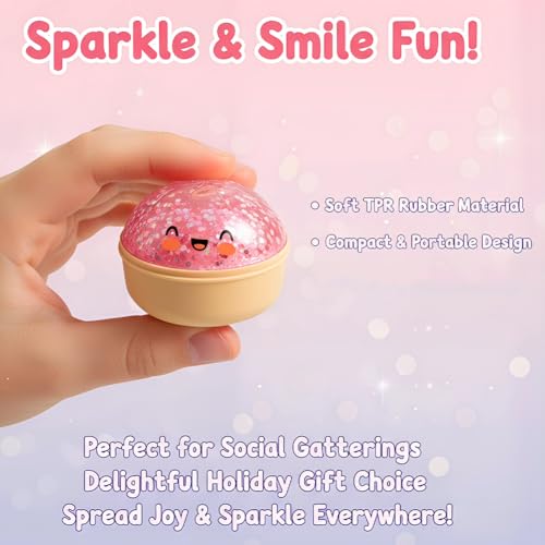 Simulation Glitter Dumpling Fidget Toy, Soft Squeeze Squishy Toy with Steamer Box, Anti Anxiety Sensory Toys, Cute Home Table Decor, Novelty Birthday Daily Gifts for All Ages