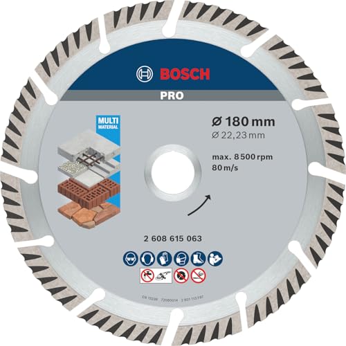 Bosch 10x PRO Multi Material Diamond Cutting Disc for Bore 22.23 and Large Angle Grinders (for Concrete, Reinforced concrete, ร 180 mm, Professional Accessory Large Angle Grinder) โ image 1