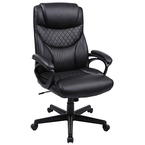 SONGMICS-Poltrona-Ergonomica-da-Ufficio-Poltrona-Direzionale-Girevole-a-360-Motivo-a-Rete-Mid-Back-Meccanismo-di-Reclinazione-PU-Nero-OBG23BK