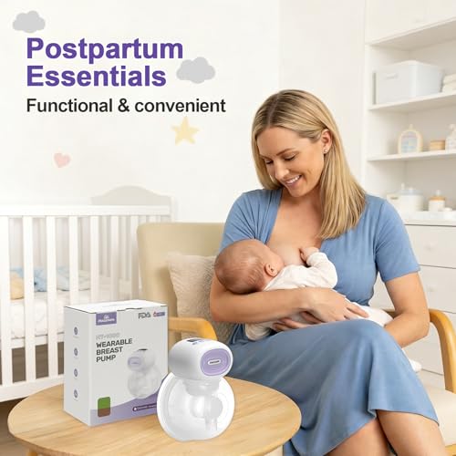 MAGEPAPA Extractor de Leche Materna Eléctrico Portátil Manos Libres, 4 Modos y 12 Niveles Ajustables con Memoria Inteligente para Madres Lactantes
