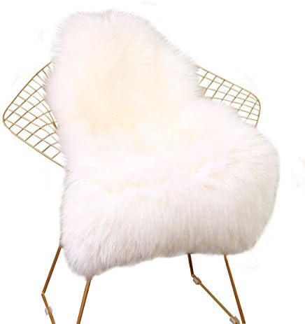 ZHOUZEKAIFluffy Faux Fur Sheepskin Rug Chair Cover Seat Pad Home Carpet Floor Mat for Bedroom, Sofa, Living Room (white, 75cm x 120cm)