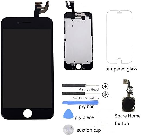 iRepair Master iPhone 6 Screen Replacement Preinstalled with Front Camera, Ear Speaker, Approximity Sensor, Back Metal Plate. Home Button Not Installed, Back