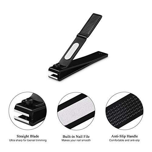 Nail Clippers Set, Stainless Steel Fingernail and Toenail Clipper with Nail File by HAWATOUR