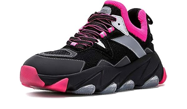 pink sneakers with silver bottom