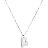 JINGMARUO Stainless Steel State Map Pendant Necklace Country Map Necklace Going Away Gift for Best Friend Traveling Keepsake State Pride