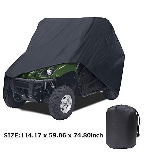 VVHOOY UTV Cover Waterproof All Weather,Heavy Duty Oxford Utility Vehicle Storage Cover for Polaris Ranger RZR Pioneer Yamaha Honda Kawasaki Mule Rhino and More (XL,114.17 x 59.06 x 74.80inch) (Black)