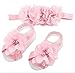 Elesa Miracle Baby Girl Headbands and Barefoot Flower Sandals Value Set, Set of 4 (Set A)