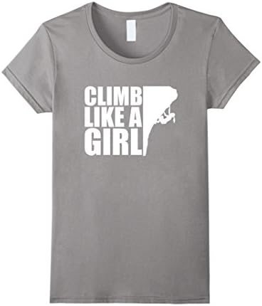 Women's Climb like a Girl TeeShirt Rock Climbing T-Shirt Small Slate