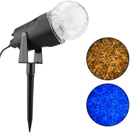WED Waterproof Spotlight Rotating Led Projector Light with Flame Lightings for Indoor Outdoor Christmas Festival Decorations for Home, Garden, Landscape (Blue &amp; Warm White)