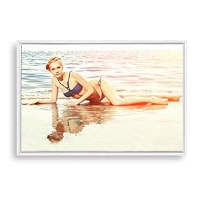 Framed Canvas Wall Art Bikini Beauty and Sea Canvas Prints Home Artwork Decoration for Living Room,Bedroom - 16x24 inches