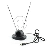 Wideskall Wideskall Universal Indoor Rabbit Ear TV Antenna for HDTV Ready VHF UHF Dual Loop Coaxial