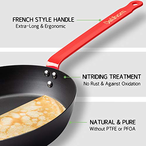 Delihom Carbon Steel Pan 10 Inch Skillet Omelette Pan, Cooking Frying