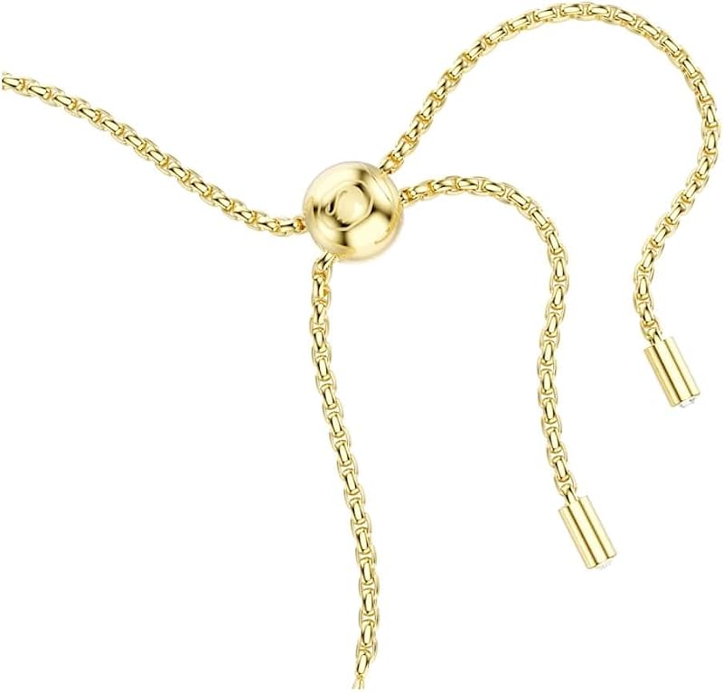 Matrix Tennis Armband, Vergoldetes Cupchain-Armband mit Weißen Kristallen und Kugelschiebeverschluss, Armbandlänge: 12-24 cm, Armbandbreite: 0.2 cm