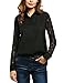 Zeagoo Women's Button Down Shirt Long Sleeve Blouse Patchwork Lace Shirt Top