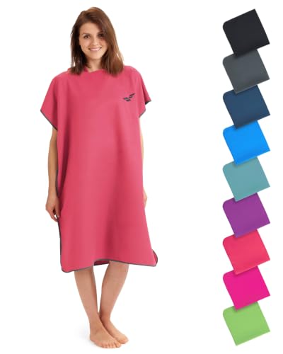 Fit-Flip Badeponcho aus Mikrofaser für Damen und Herren - schnelltrocknend, kompakt und Ultraleicht - Strandponcho für Erwachsene mit Kapuze (Größe L,