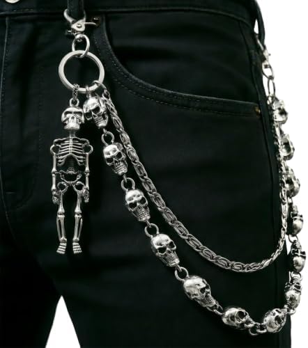 Amazon.com: 2 Pack Skull Wallet Chain, Biker Chain for Men Women