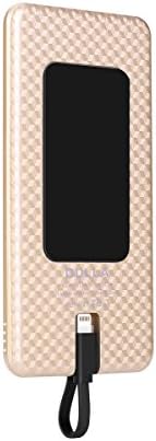 [Built-In Lightning Cable] DULLA Portable Charger Mini Battery Pack 5000mAh External Power Bank Like Magnetic Adsorption for iPhone, iPad (Gold)
