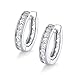 18k White Gold Plated Cubic Zirconia Simulated Diamond Hoop Earrings for Women Men