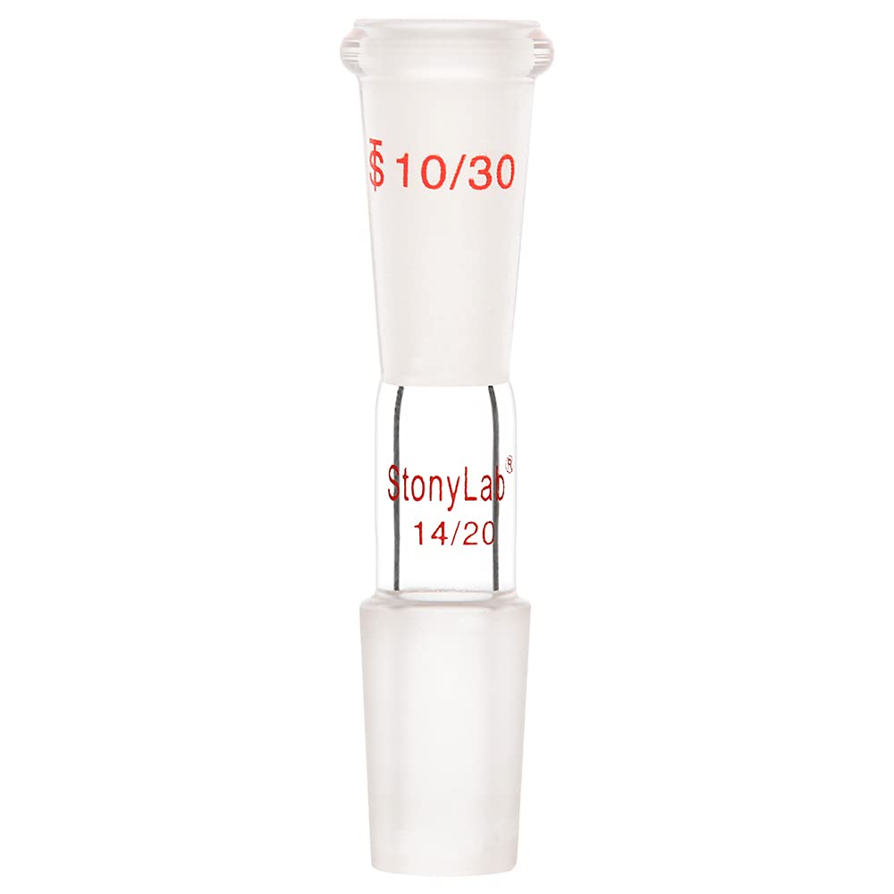 stonylab Borosilicate Glass Connecting Adapter, 10/30 Outer to 14/20 Inner Joint Reducing Connecting Adapter for Laboratory