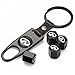 EZKEY Pack of 4 Universal Wheel Tire Valve Stem Air Caps Covers and 1 pc Keychain fit for Infiniti
