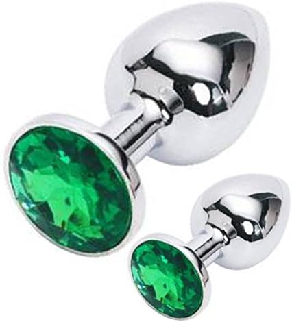 IRRANA 2pcs(M+S) Suppository Gem Stimulation Jeweled Butt Plug Personal Massage Toys for Beginner (Green)