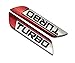 2Pcs Metal TURBO Premium Car Side Fender Rear Trunk Emblem Badge Decals (Red TURBO)