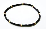 Exoticdream Rasta Reggae Beads Surfer Beach Elastic Necklace Boy Men Hawaiian Coconut Natural Jewelry - Black