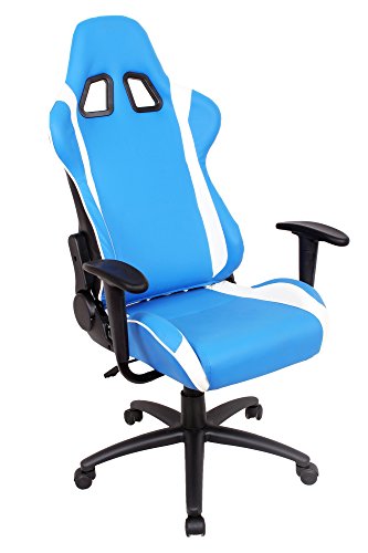 Ez lounge racing car seat modern office chair, blue/whi…