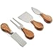 VonShef Round Slide Out Acacia Wood and Slate Cheese Serving Board with 4 Piece Specialist Knife Set, 11.8 Inch Diameter