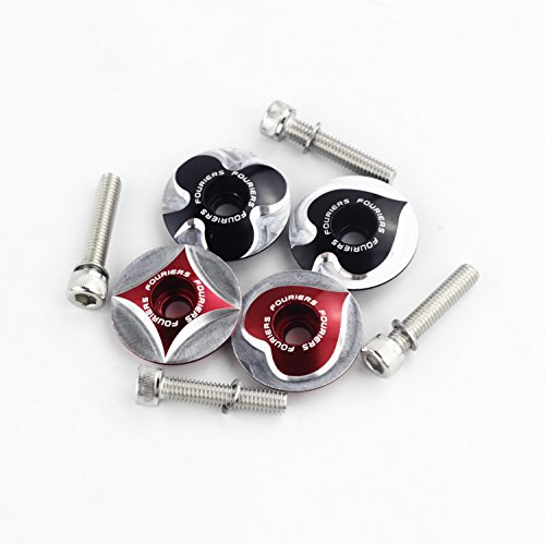 Fouriers TC-S00 CNC Bike Stem Top Cap Headset Cover 28.6mm 1 1/8" Steerer Balck Red (Black Spade)