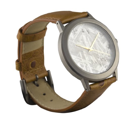 Starborn Creations Genuine Gibeon Meteorite Large 30 mm Face Watch with Brown Leather Band Starborn Creations Genuine Gibeon Meteorite Large 30 mm Face Watch with Brown Leather Band