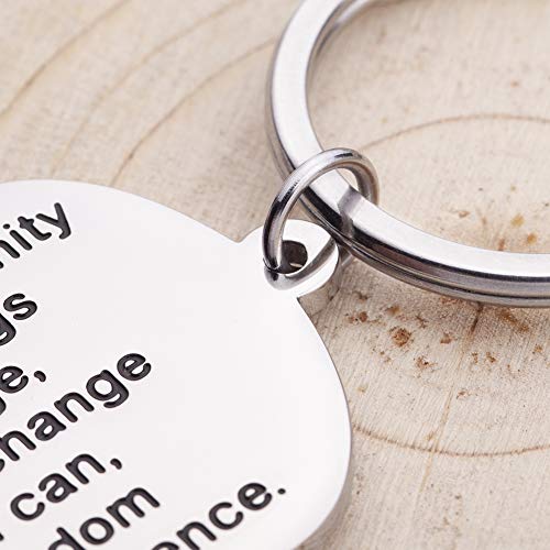 Encouragement Gifts Keychain for Men Women Serenity Prayer Dog Tag Sobriety Addiction Recovery AA Gifts Inspirational Gifts for Him Her Birthday Religious Jewelry Key Chain