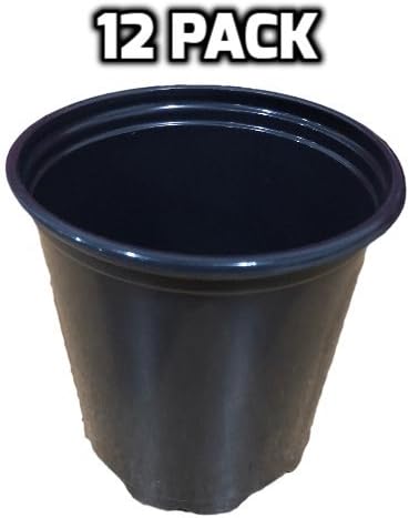 Silver Maple Farms Plastic Seed Starting Pots for Seedlings, Flowers, Plants, Vegetables and Nursery Containers - 12 Pack in Various Colors (Black)