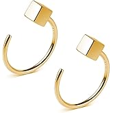 Reffeer 925 Sterling Silver Half Hoop Earrings for Women Teen Girls Open Hoop Earrings Minimalist Huggie Earrings Hypoallergenic