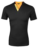 Coofandy Men's Casual Solid Shirts V-neck Short Sleeve T-shirt