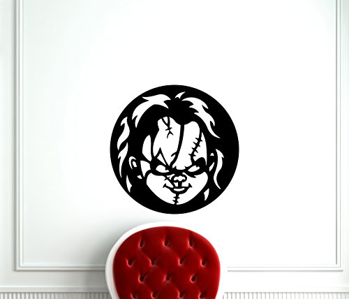Child's Play Chucky Wall Decal Cartoon Movie Maniac Horror Poster Halloween Artwork Vinyl Sticker Nursery Wall Art Teen Kids Room Wall Decor Removable Waterproof Mural 157b