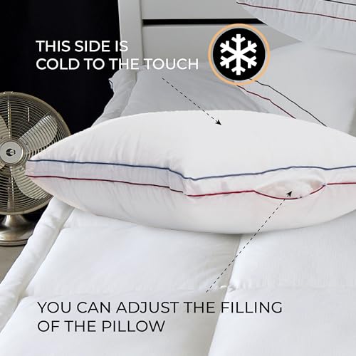 Goose House™ Set of 2 Thermoregulated pillow 50 x 70 cm for sleeping outlast fabric on one side premium down altermative filling